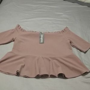 Boohoo peplum top Rose pink size US 20 UK 24